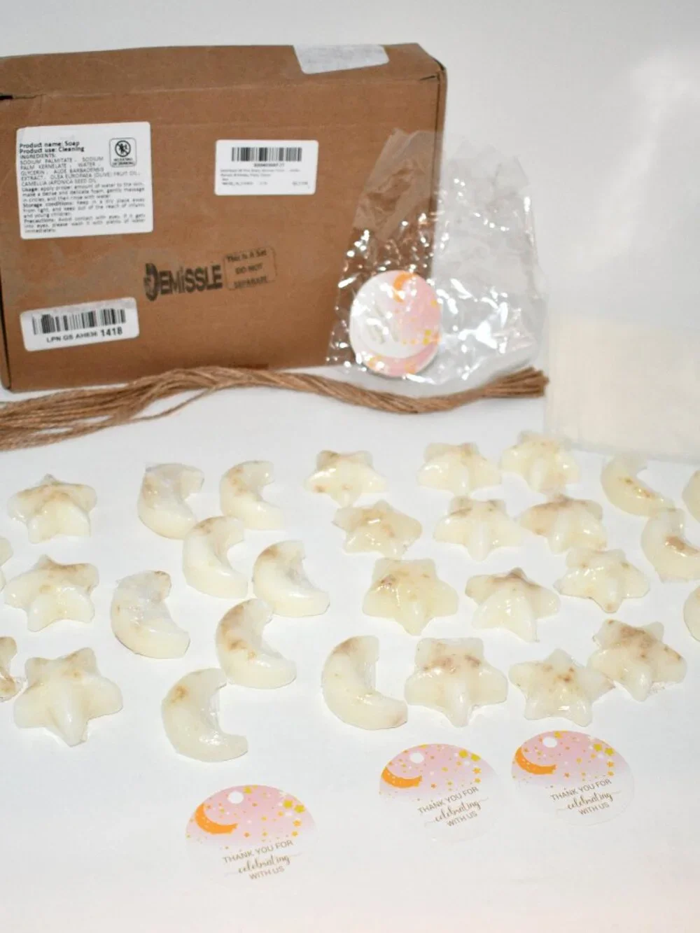 Demissle 20 Sets Moon & Star Soap Baby Shower Favors White Celestial Party Gifts